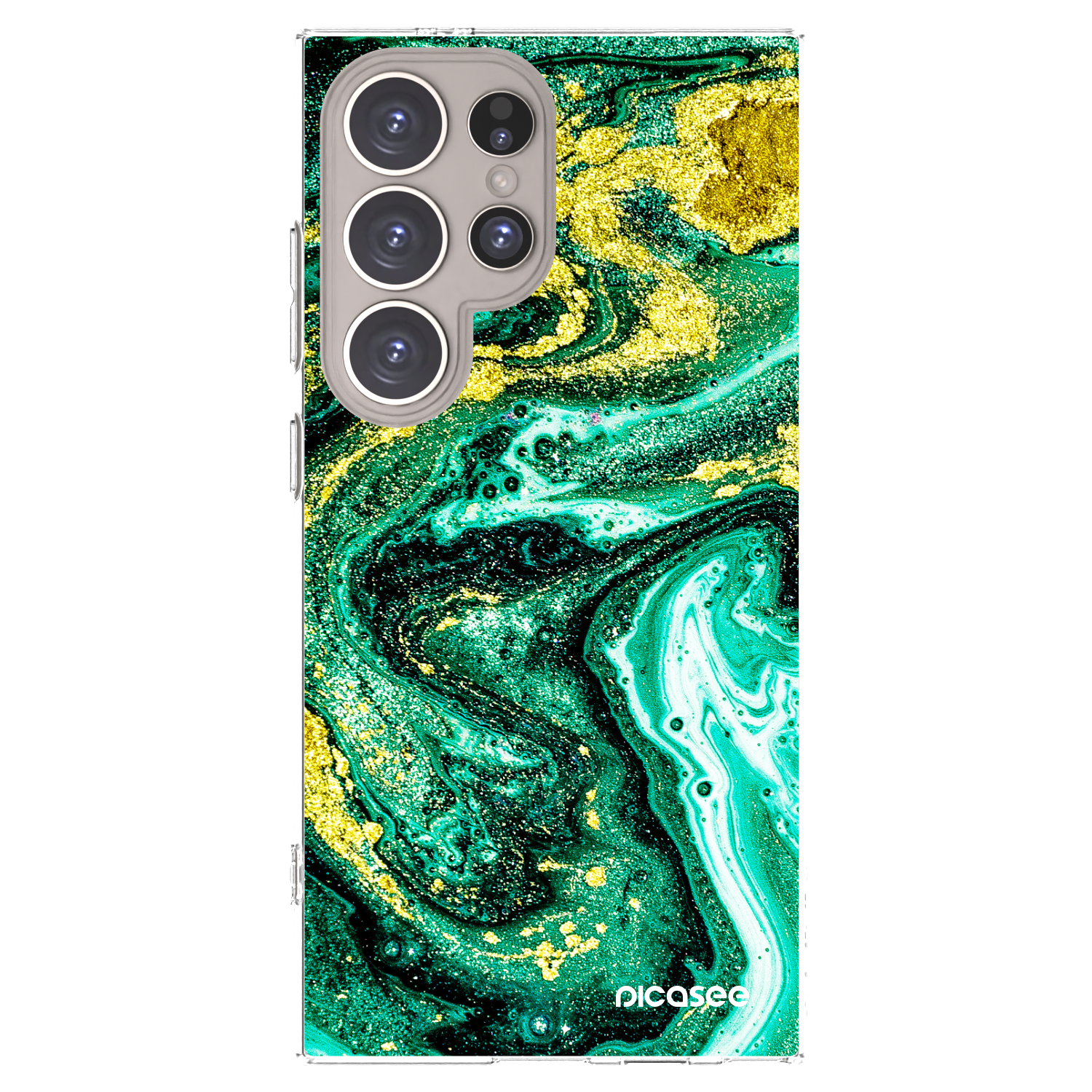 Picasee Samsung Galaxy S24 Ultra S928B 5G Hülle - Transparentes Silikon - Green Gold