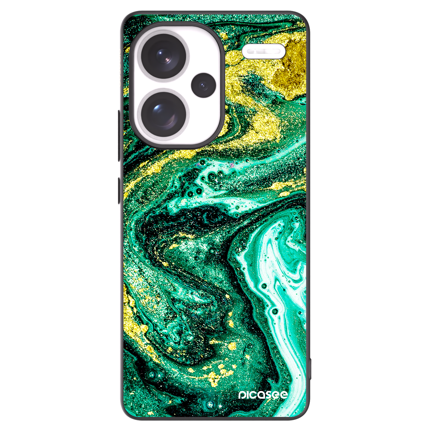 Picasee Xiaomi Redmi Note 13 Pro+ 5G Hülle - Schwarzes Silikon - Green Gold