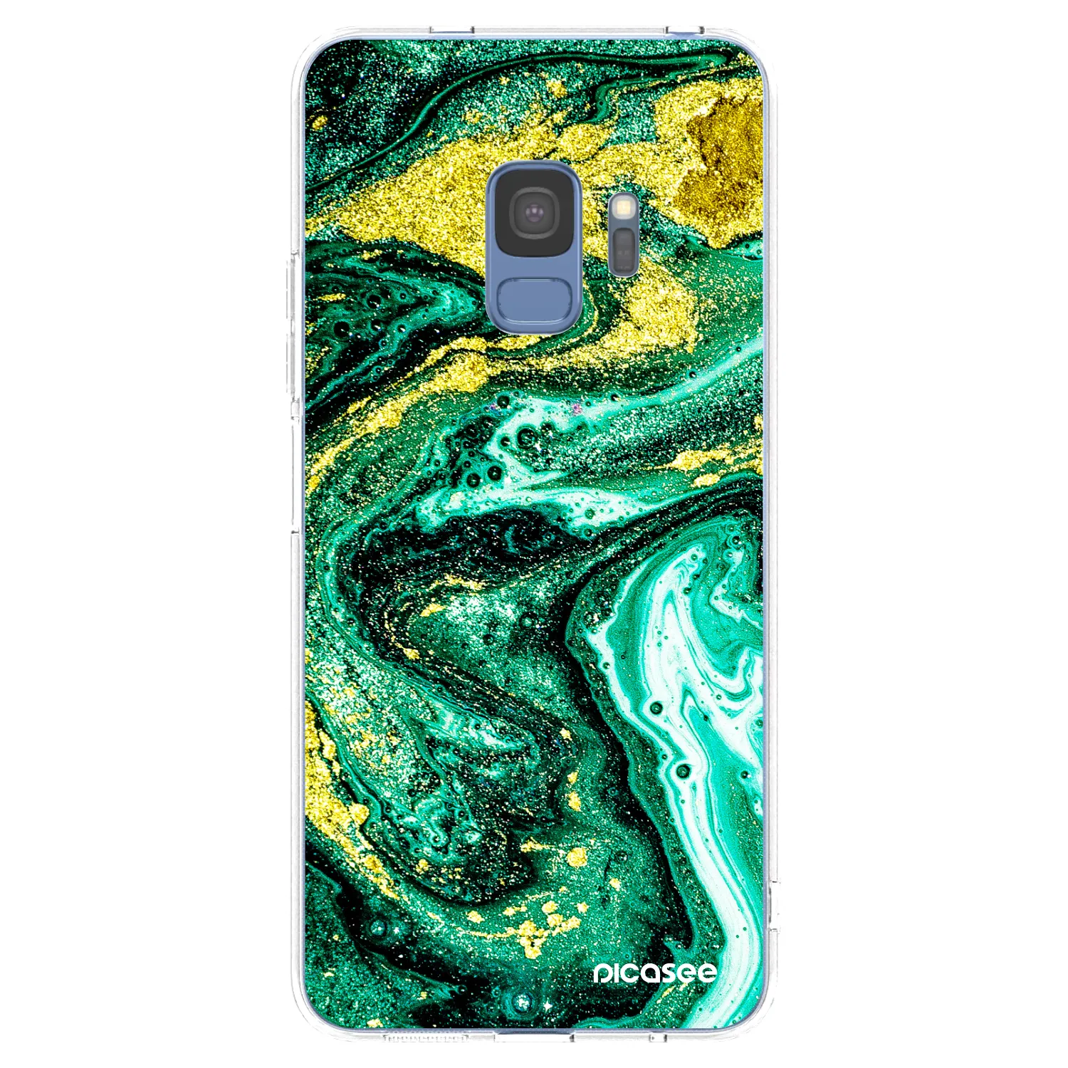 Picasee Samsung Galaxy S9 G960F Hülle - Transparentes Silikon - Green Gold