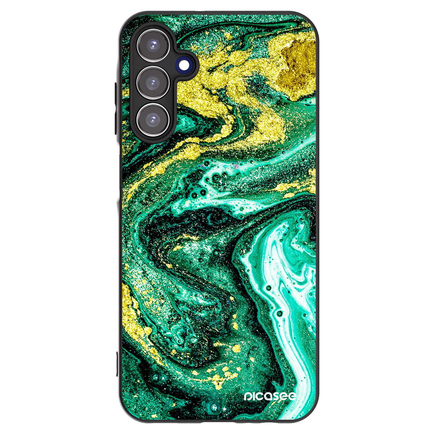 Picasee Samsung Galaxy A15 A155F 4G Hülle - Schwarzes Silikon - Green Gold
