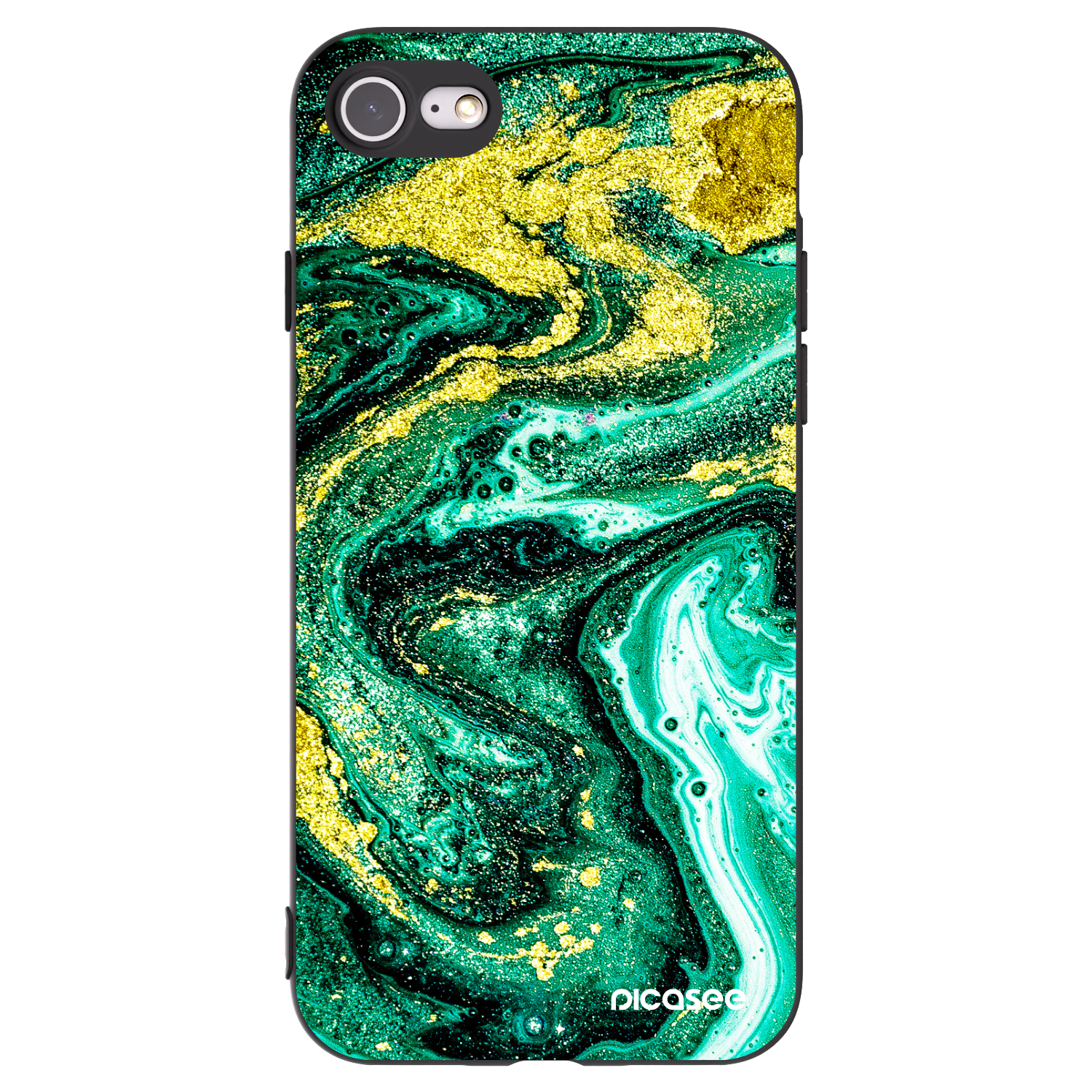 Picasee Apple iPhone 8 Hülle - Schwarzes Silikon - Green Gold