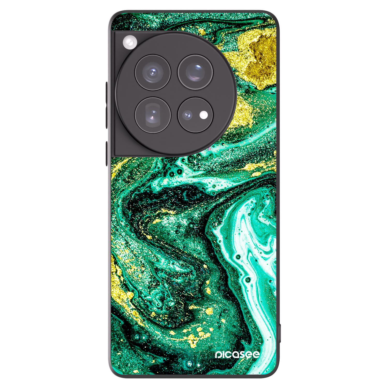 Picasee OnePlus 12 5G Hülle - Schwarzes Silikon - Green Gold