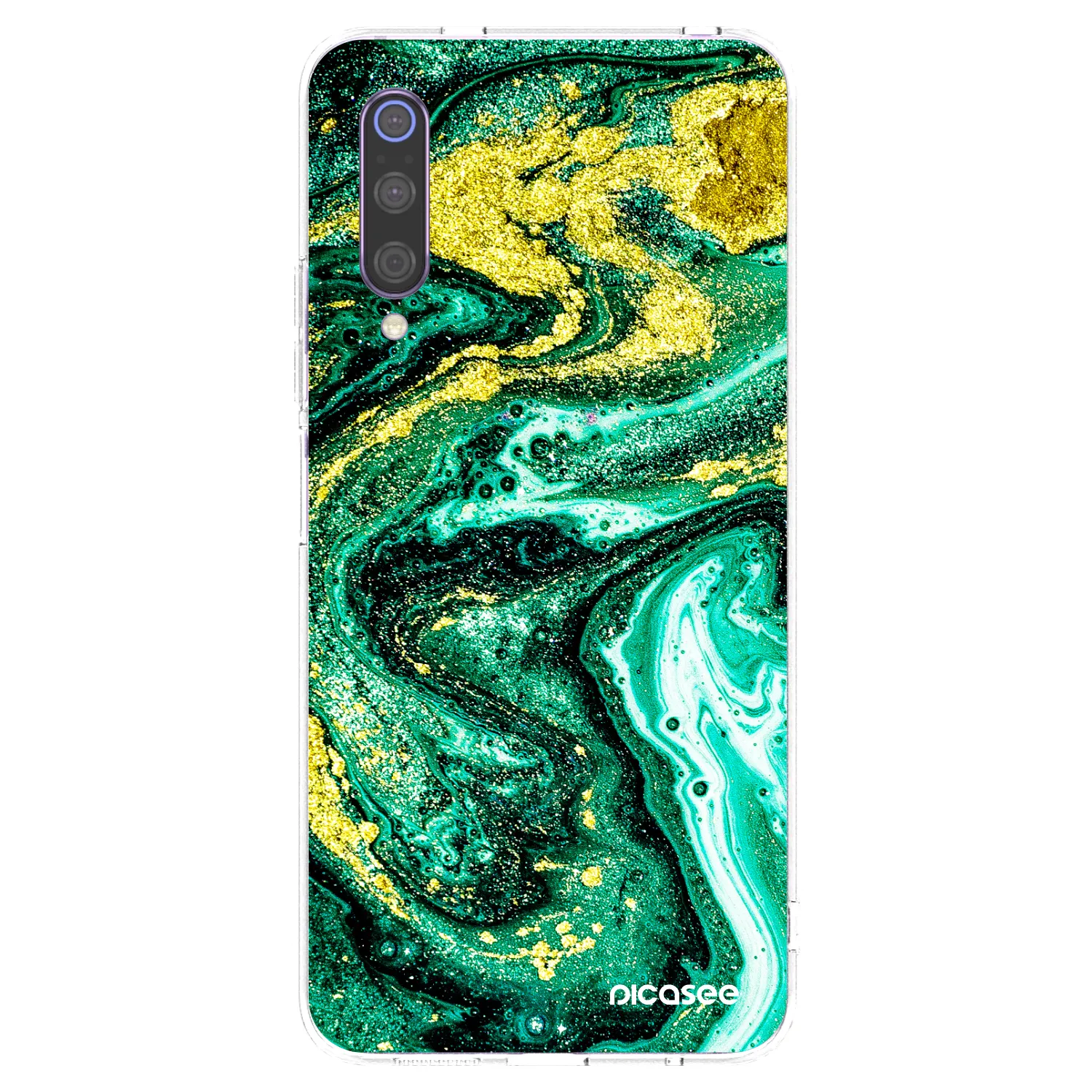 Picasee Xiaomi Mi 9 Hülle - Transparentes Silikon - Green Gold