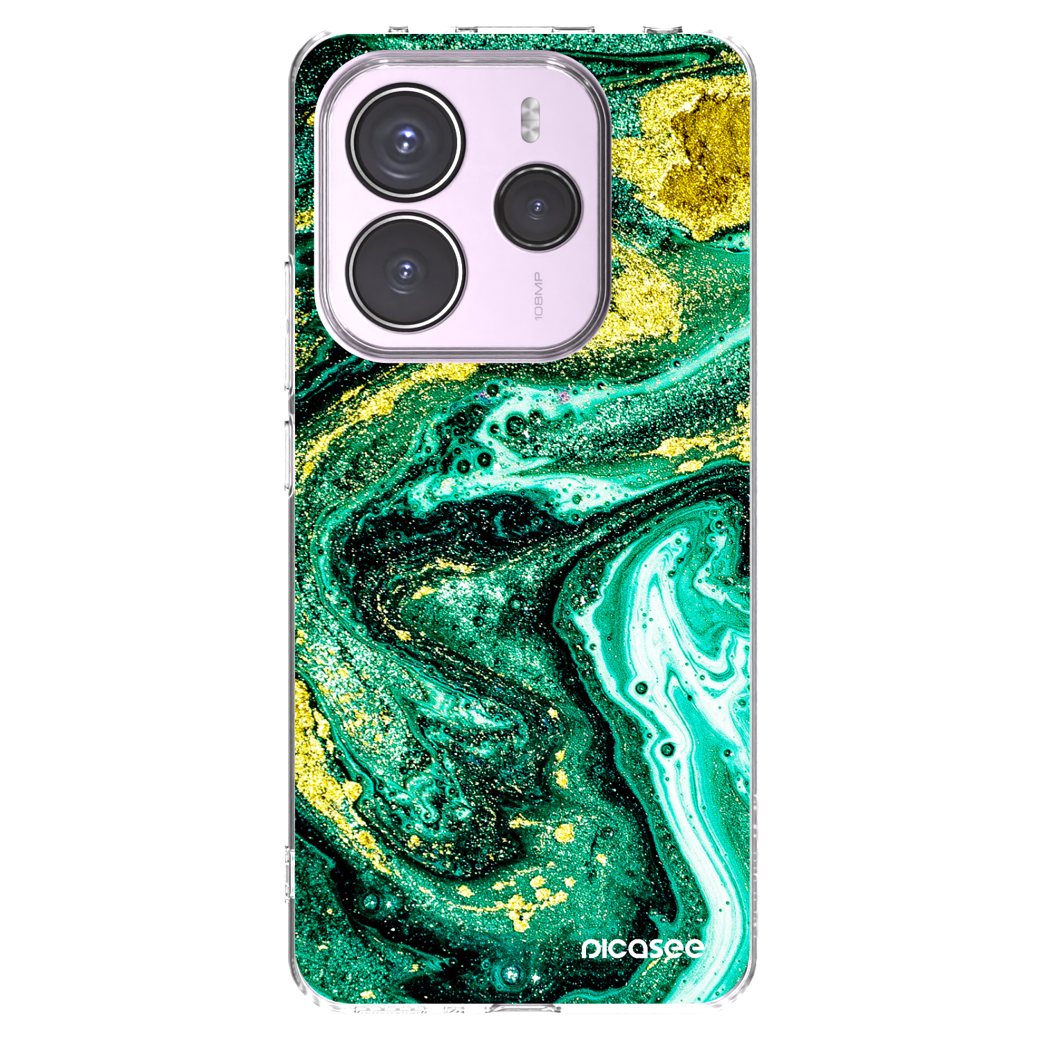 Picasee Xiaomi Redmi Note 14 5G Hülle - Transparentes Silikon - Green Gold