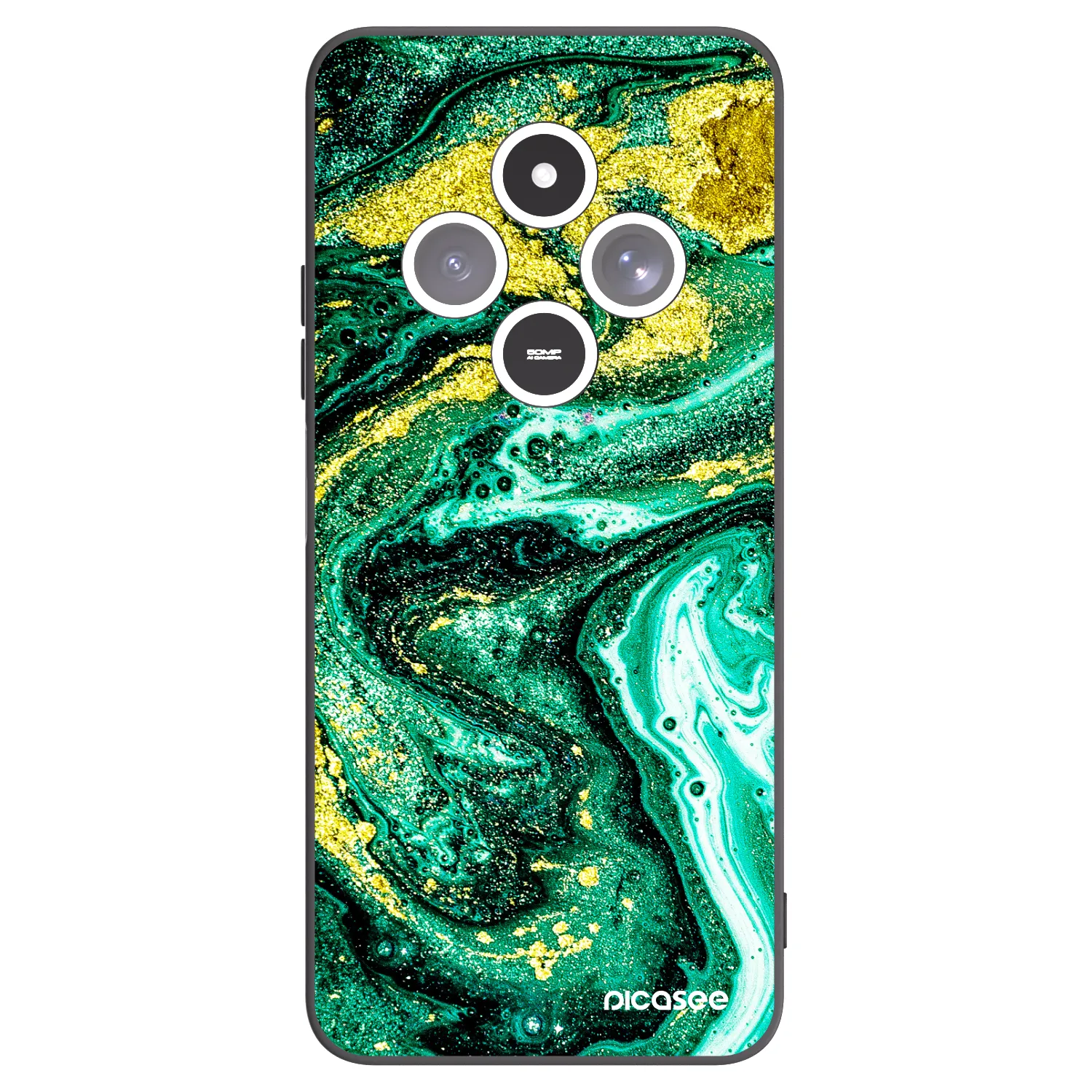 Picasee Xiaomi Redmi 14C Hülle - Schwarzes Silikon - Green Gold