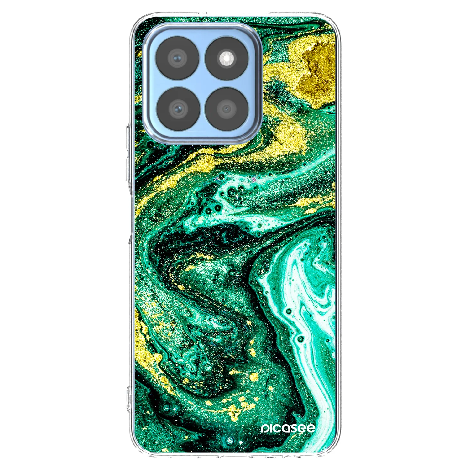 Picasee Honor X8c Hülle - Transparentes Silikon - Green Gold