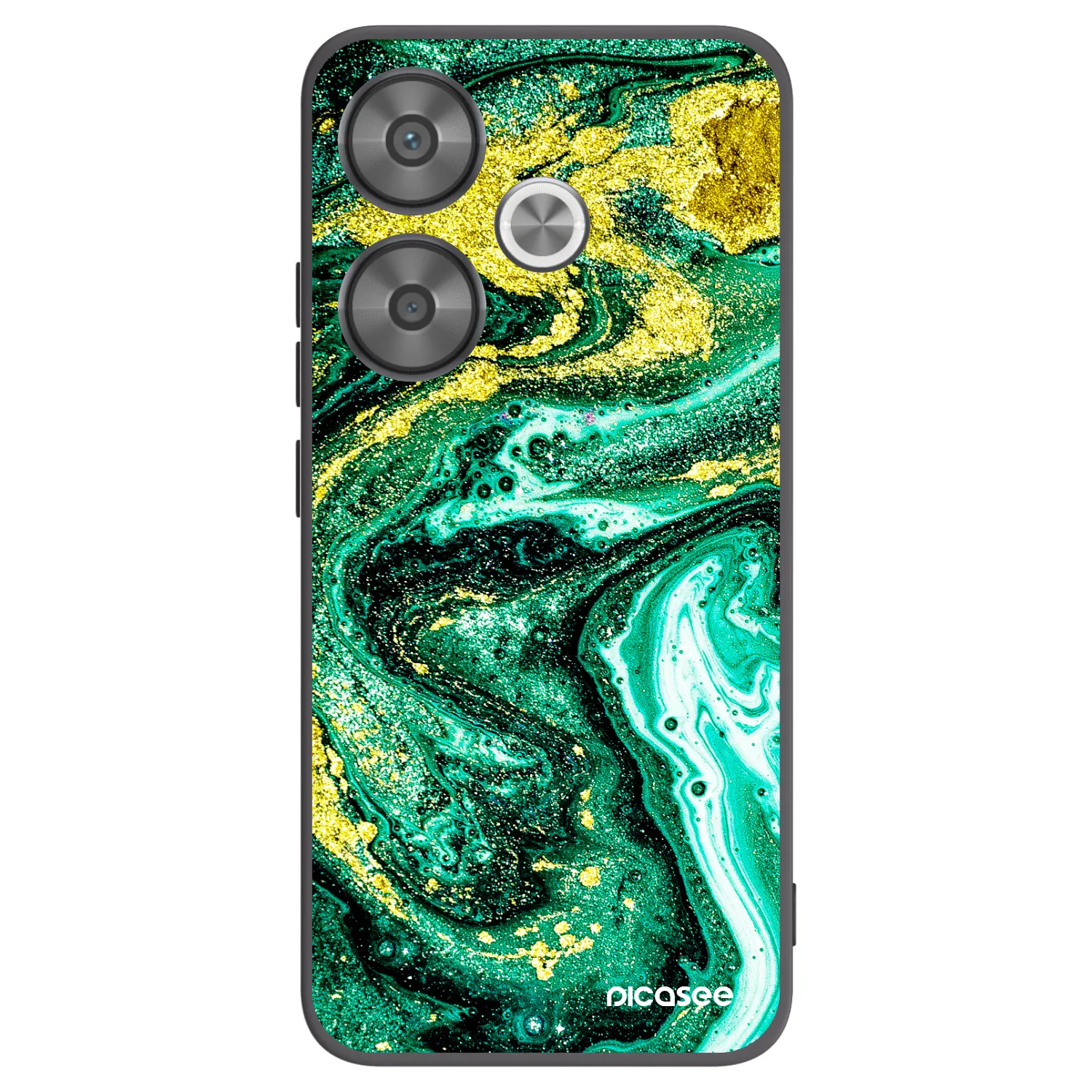 Picasee Xiaomi Poco F6 Hülle - Schwarzes Silikon - Green Gold