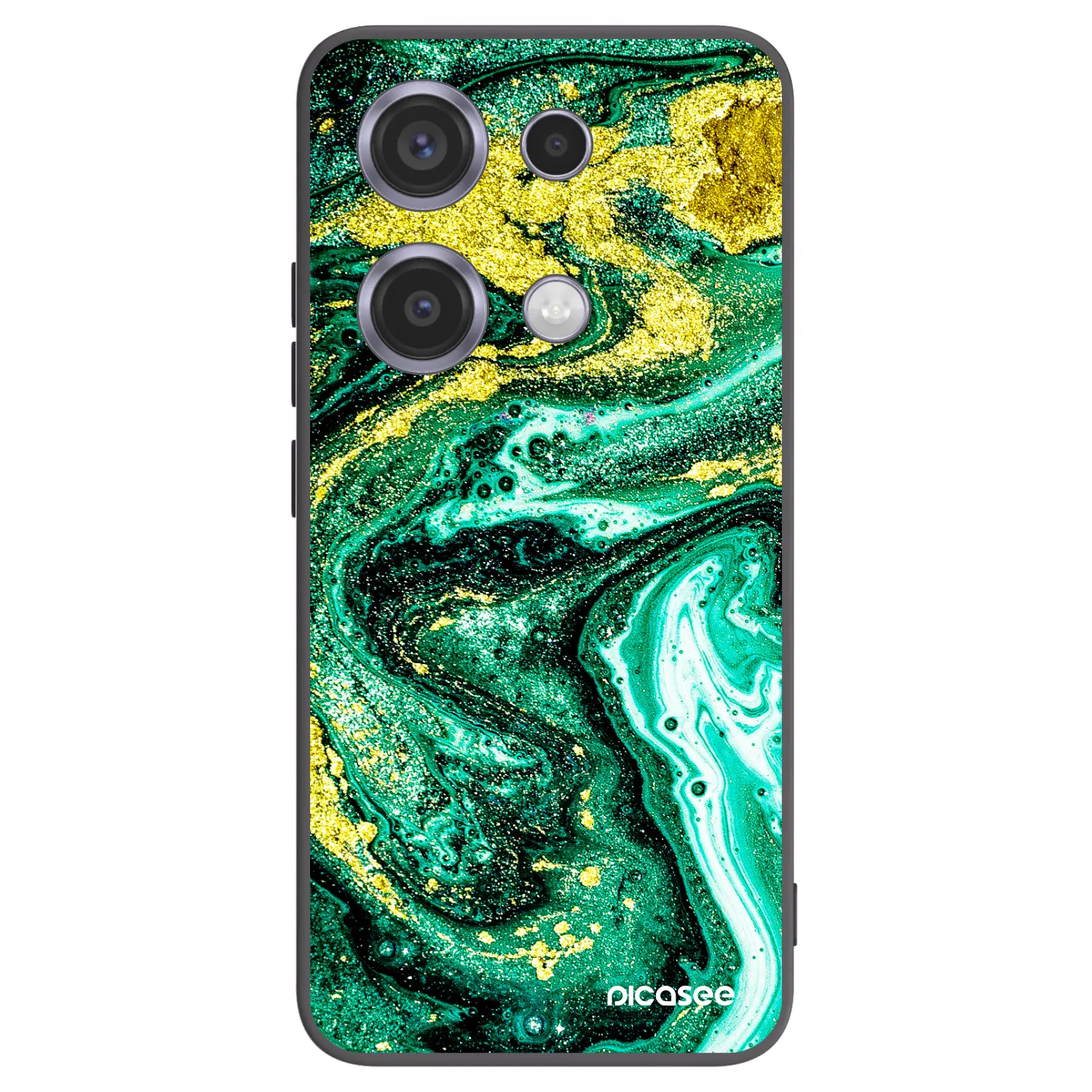 Picasee Xiaomi Redmi Note 14S Hülle - Schwarzes Silikon - Green Gold