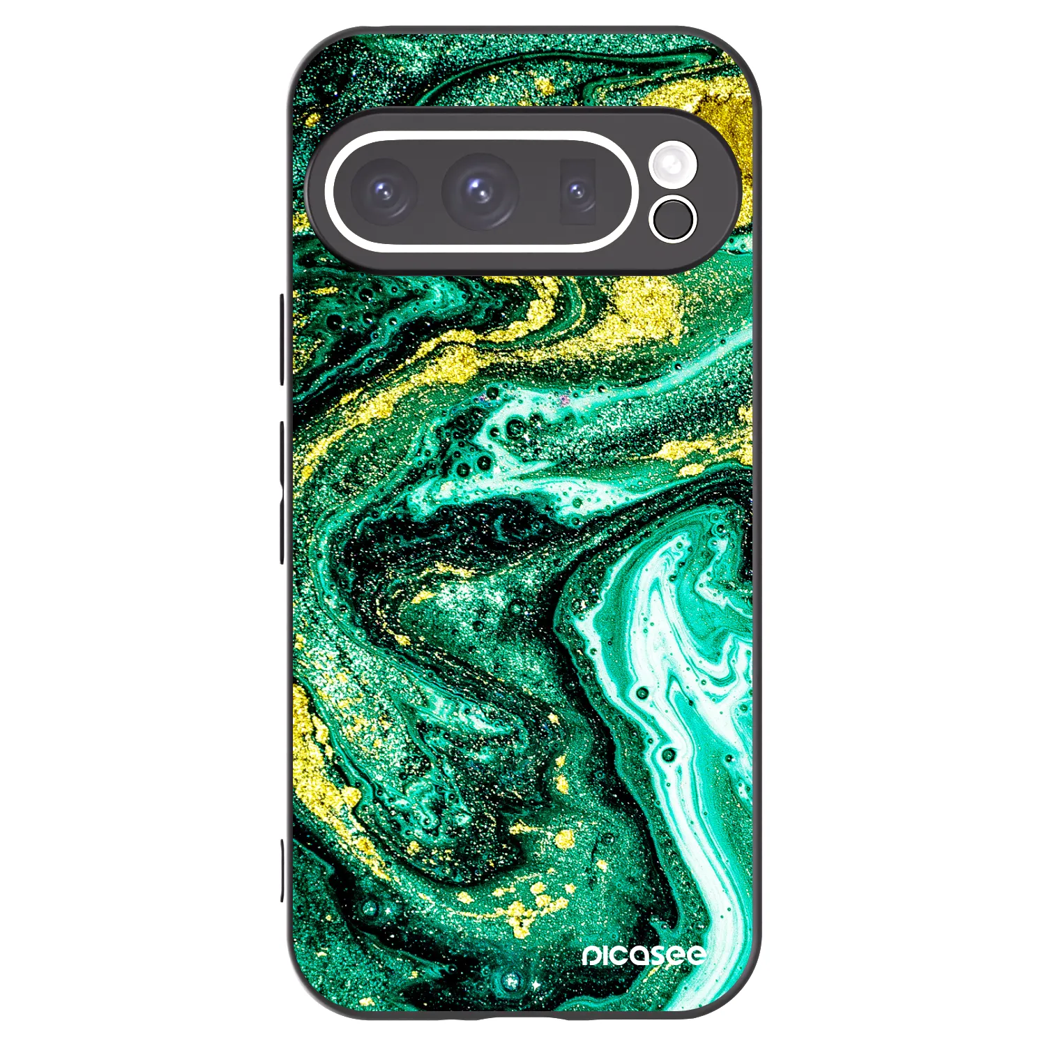 Picasee Google Pixel 9 Pro XL Hülle - Schwarzes Silikon - Green Gold