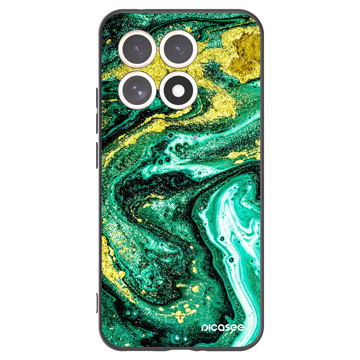 Picasee Xiaomi 15T Hülle - Schwarzes Silikon - Green Gold