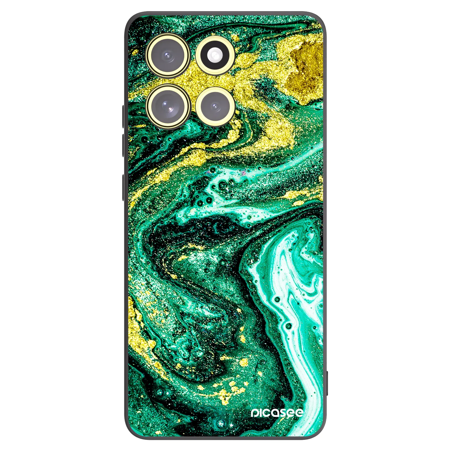 Picasee Motorola Moto G86 Power 5G Hülle - Schwarzes Silikon - Green Gold