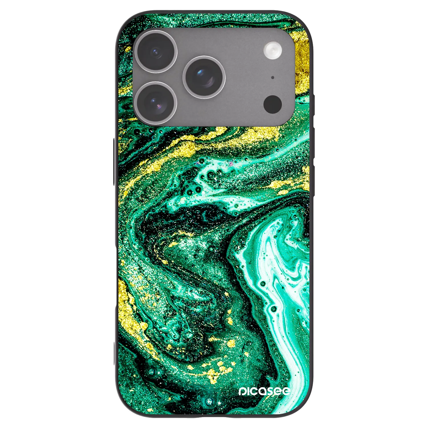 Picasee Apple iPhone 18 Pro Hülle - Schwarzes Silikon - Green Gold