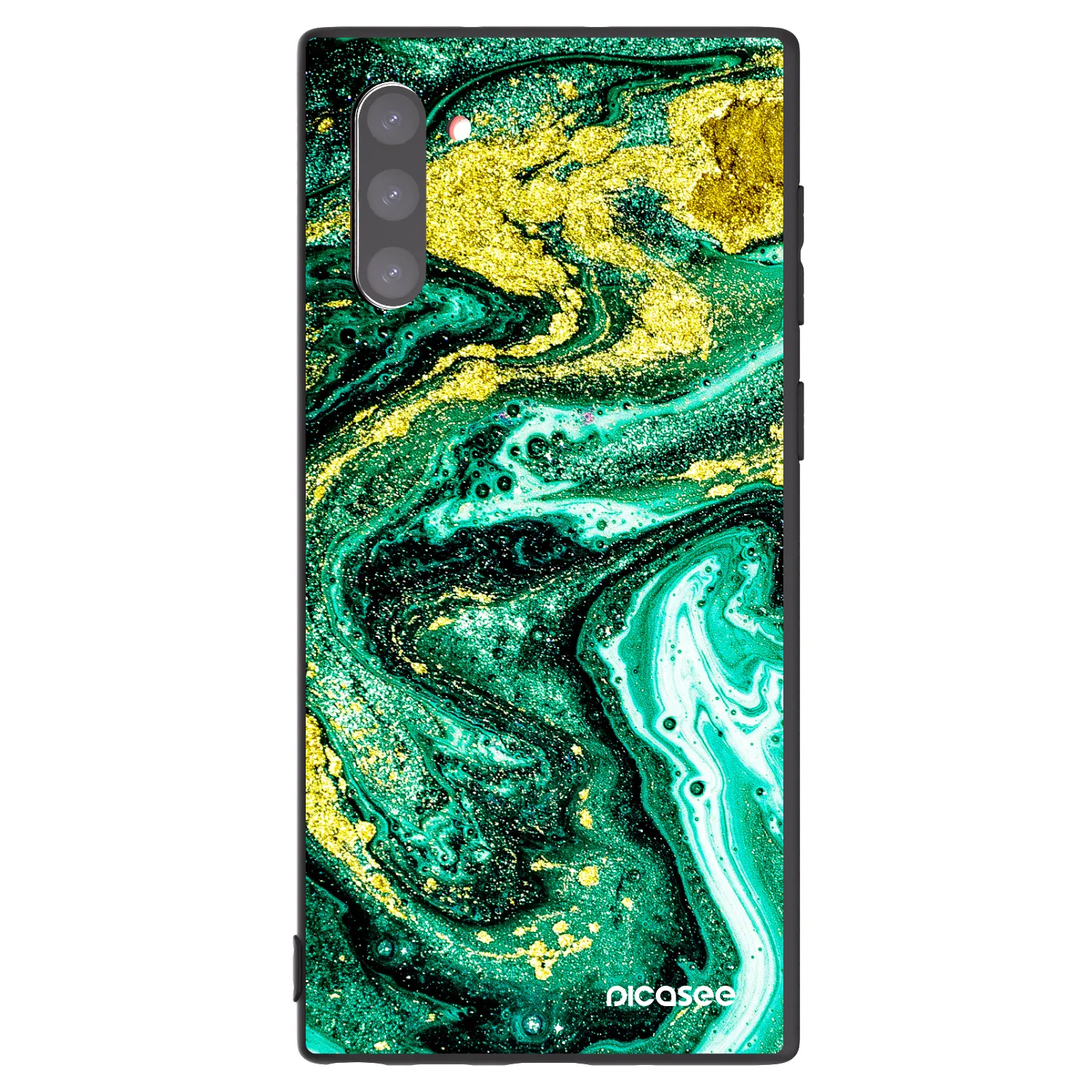 Picasee Samsung Galaxy Note 10 N970F Hülle - Schwarzes Silikon - Green Gold