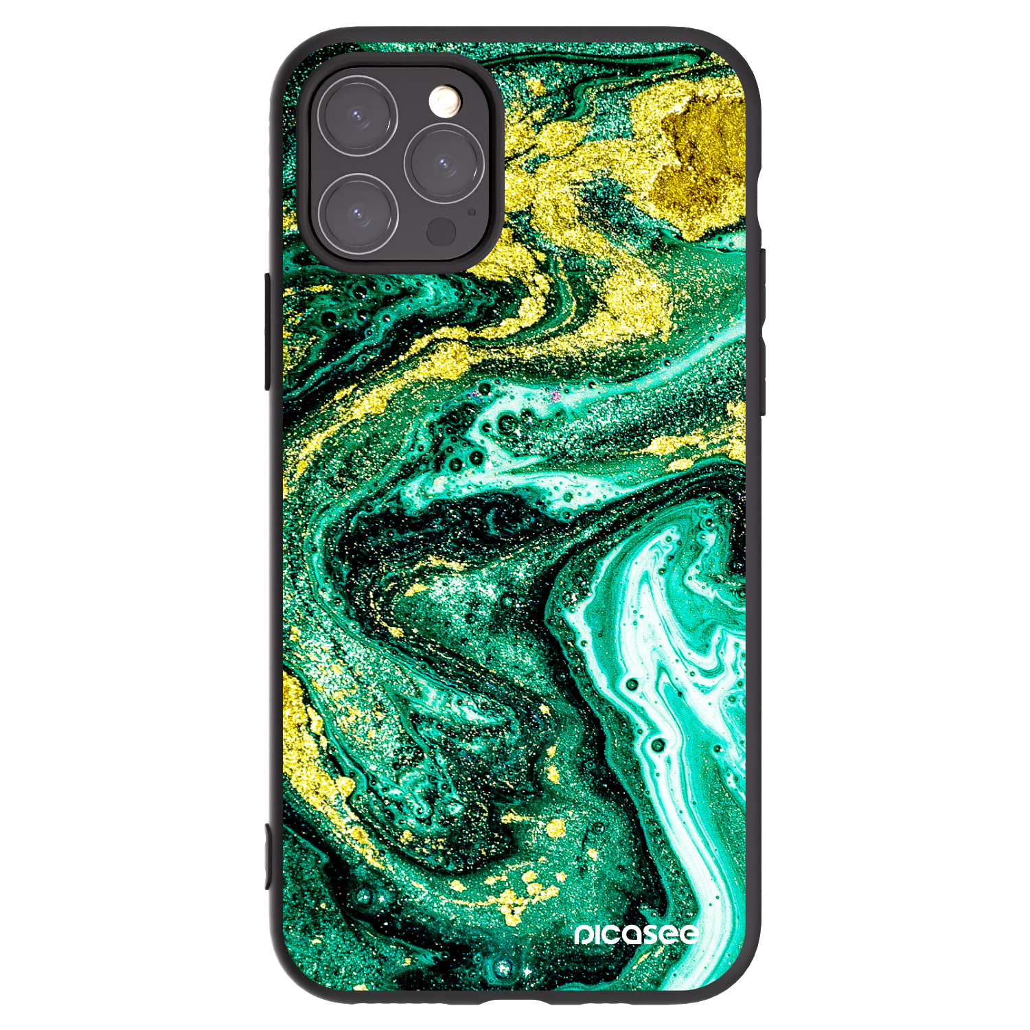Picasee Apple iPhone 11 Pro Hülle - Schwarzes Silikon - Green Gold