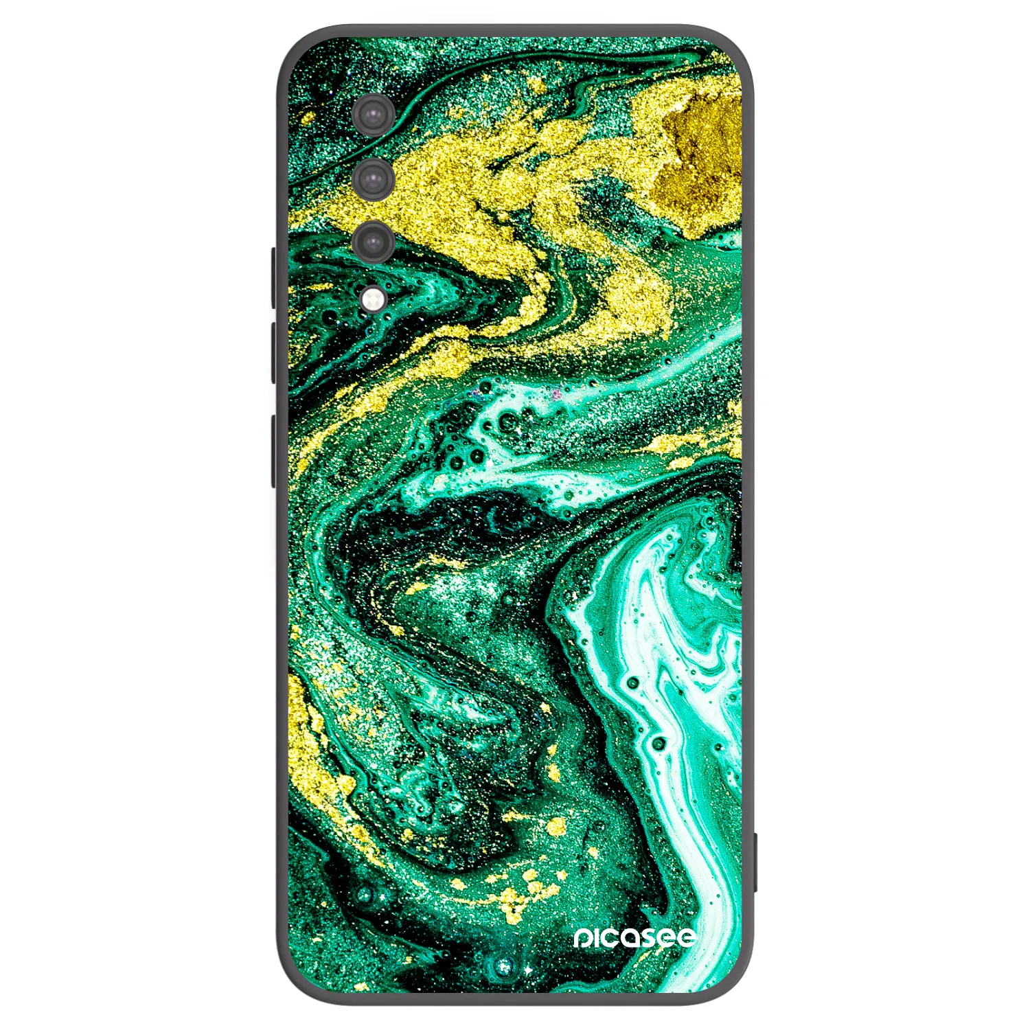 Picasee Xiaomi Mi 9 Lite Hülle - Schwarzes Silikon - Green Gold