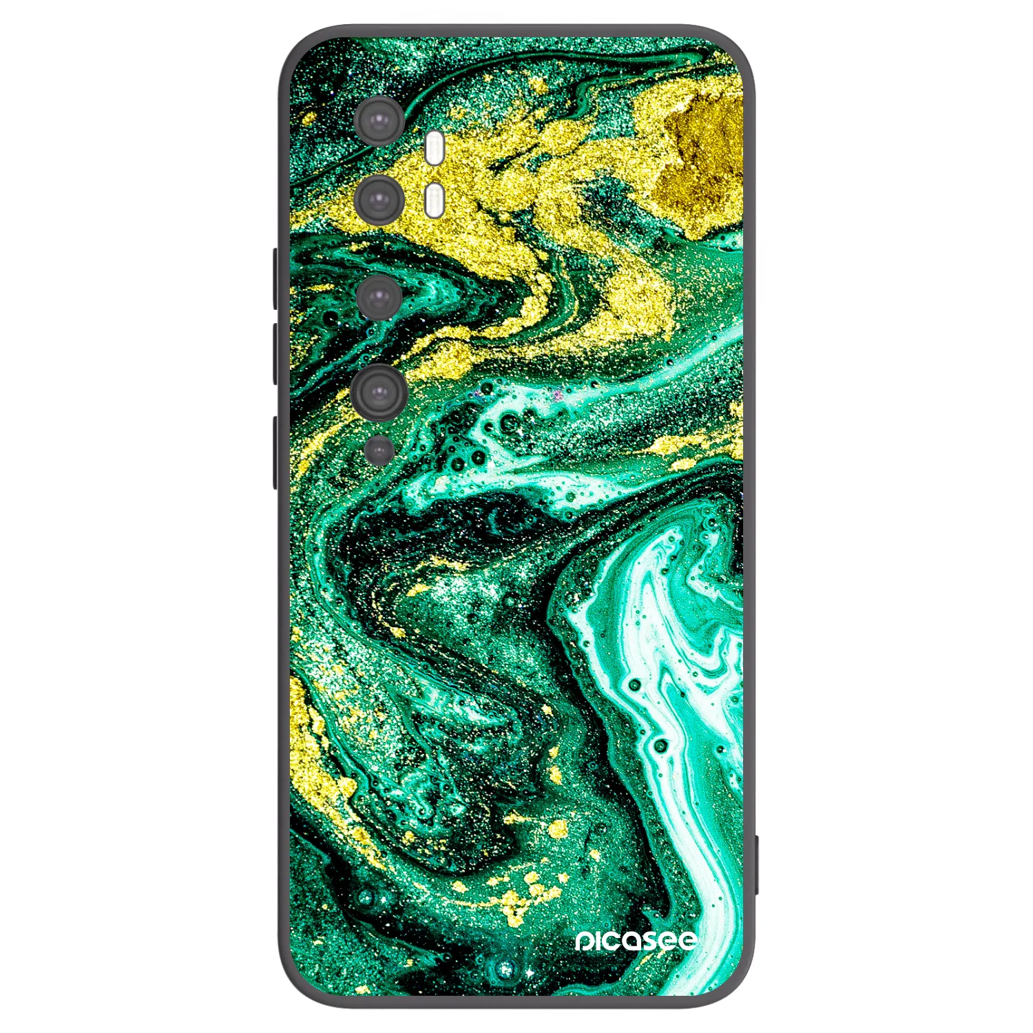 Picasee Xiaomi Mi Note 10 (Pro) Hülle - Schwarzes Silikon - Green Gold