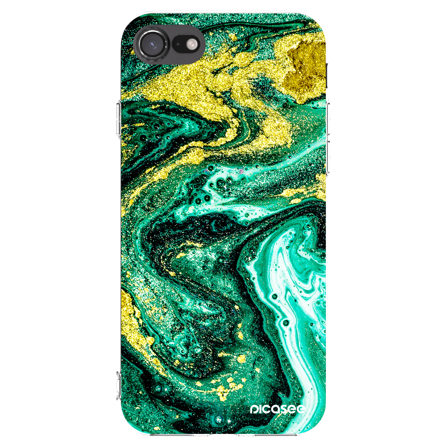 Picasee Apple iPhone SE 2020 Hülle - Transparentes Silikon - Green Gold