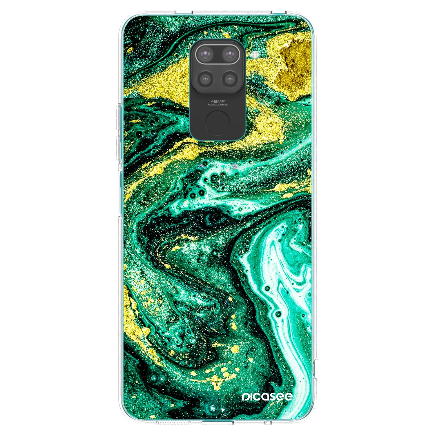 Picasee Xiaomi Redmi Note 9 Hülle - Schwarzes Silikon - Green Gold