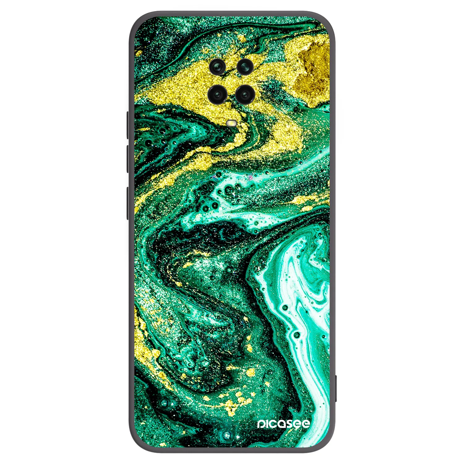 Picasee Xiaomi Redmi Note 9S Hülle - Schwarzes Silikon - Green Gold