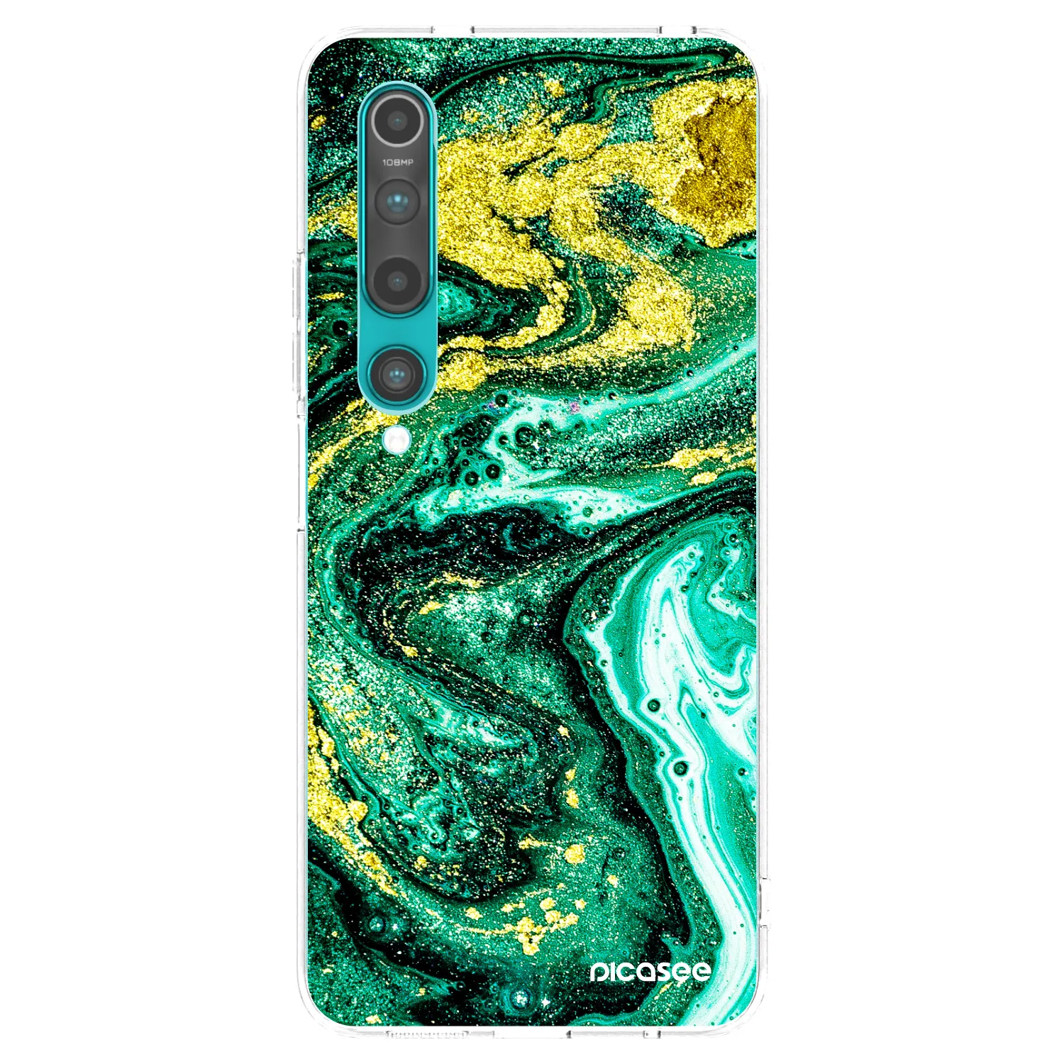 Picasee Xiaomi Mi 10 Hülle - Transparentes Silikon - Green Gold