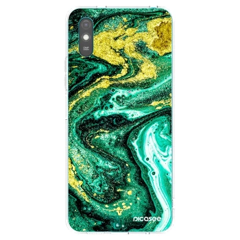 Picasee Xiaomi Redmi 9A Hülle - Transparentes Silikon - Green Gold