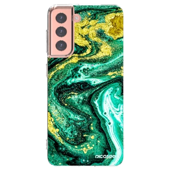 Picasee Samsung Galaxy S21 5G G991B Hülle - Transparentes Silikon - Green Gold