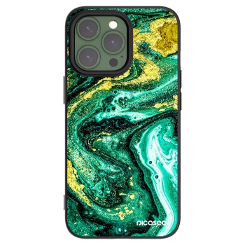 Picasee Apple iPhone 13 Pro Hülle - Schwarzes Silikon - Green Gold