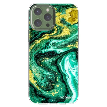 Picasee Apple iPhone 13 Pro Max Hülle - Transparentes Silikon - Green Gold
