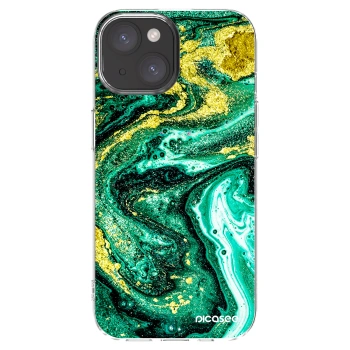 Picasee Apple iPhone 15 Hülle - Transparentes Silikon - Green Gold