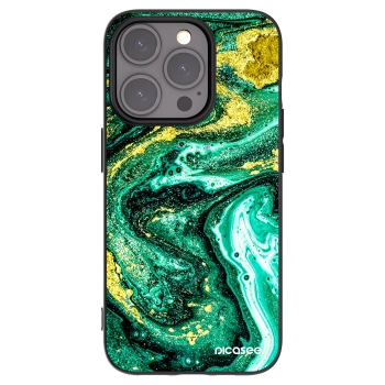 Picasee Apple iPhone 15 Pro Hülle - Schwarzes Silikon - Green Gold