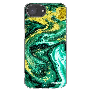Picasee Apple iPhone 16e Hülle - Transparentes Silikon - Green Gold