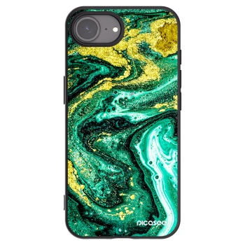 Picasee Apple iPhone 16e Hülle - Schwarzes Silikon - Green Gold