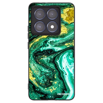Picasee Xiaomi 14T Pro Hülle - Schwarzes Silikon - Green Gold