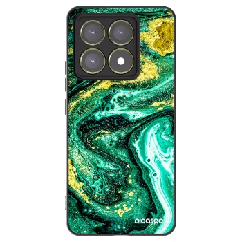 Picasee Xiaomi 14T Hülle - Schwarzes Silikon - Green Gold