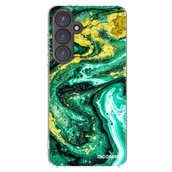 Picasee Samsung Galaxy S24 FE S721B Hülle - Transparentes Silikon - Green Gold