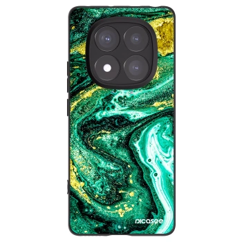 Picasee Xiaomi Redmi Note 14 Pro 5G Hülle - Schwarzes Silikon - Green Gold