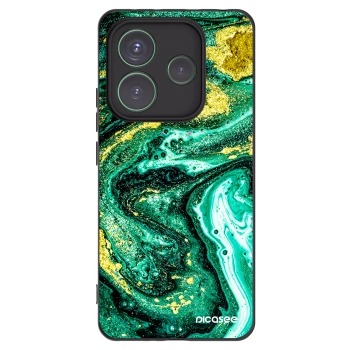 Picasee Xiaomi Redmi Note 14 5G Hülle - Schwarzes Silikon - Green Gold