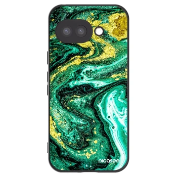 Picasee Google Pixel 9a Hülle - Schwarzes Silikon - Green Gold