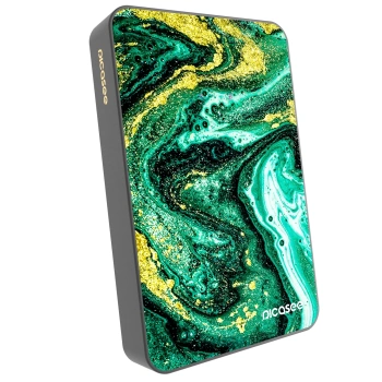 Picasee Powerbank mit MagSafe 10 000 mAh Grau - Green Gold