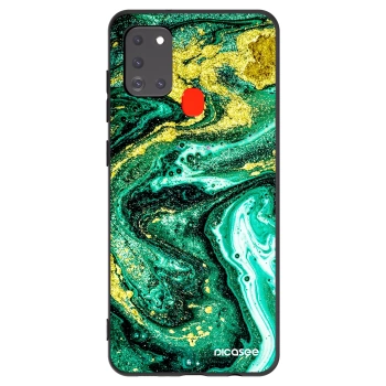 Picasee Samsung Galaxy A21s Hülle - Schwarzes Silikon - Green Gold