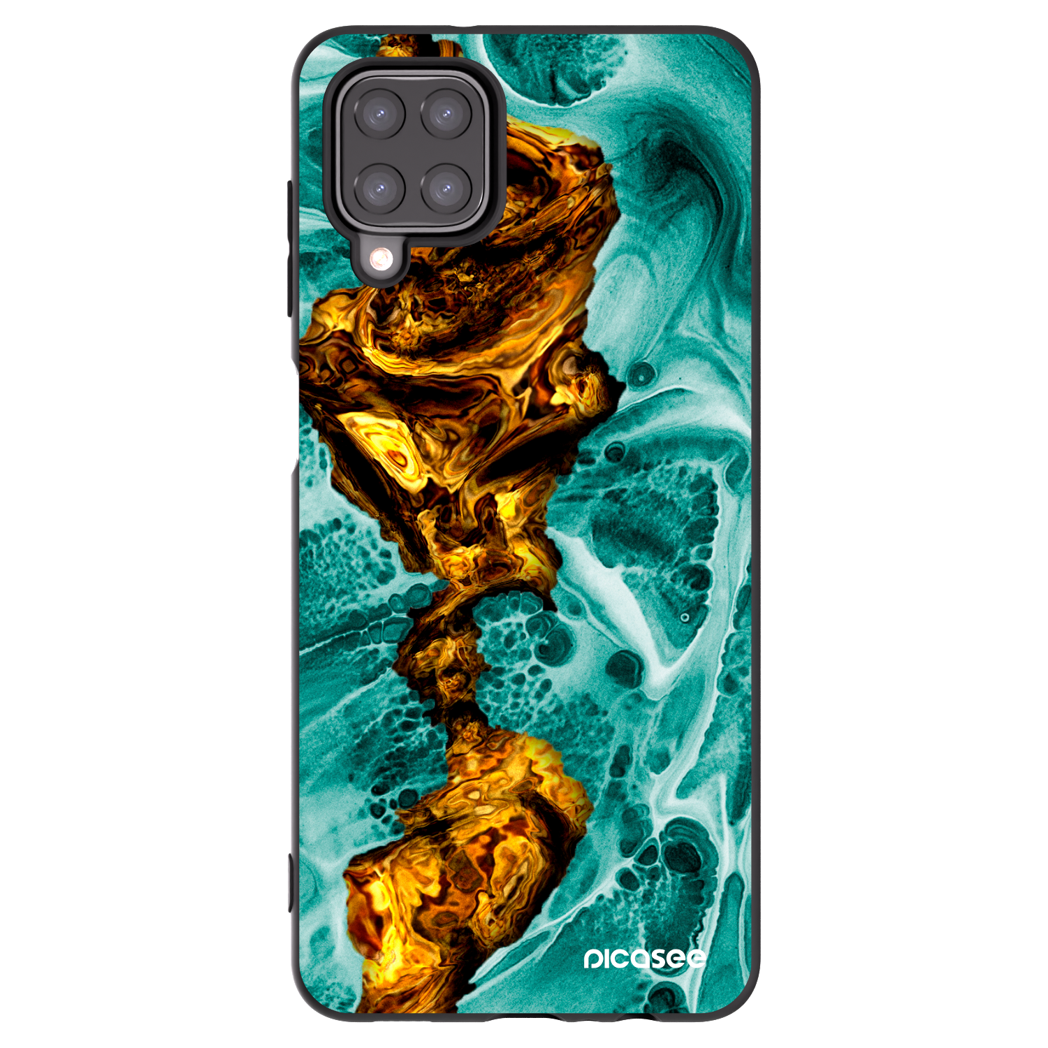 Picasee Samsung Galaxy A12 A125F Hülle - Schwarzes Silikon - Goldsky