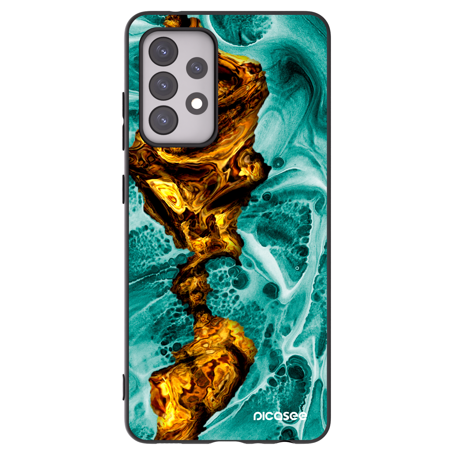 Picasee Samsung Galaxy A52 5G A525F Hülle - Schwarzes Silikon - Goldsky