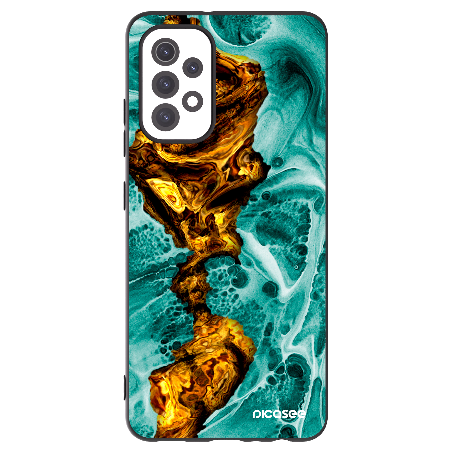 Picasee Samsung Galaxy A32 5G A326B Hülle - Schwarzes Silikon - Goldsky