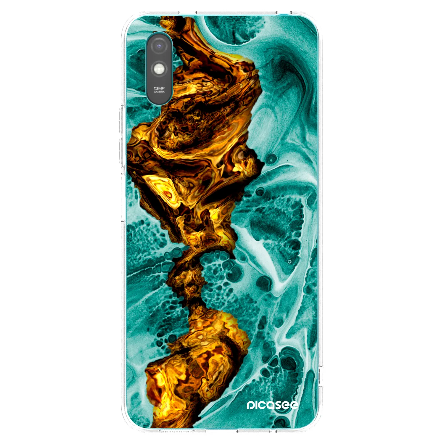 Picasee Xiaomi Redmi 9AT Hülle - Transparentes Silikon - Goldsky