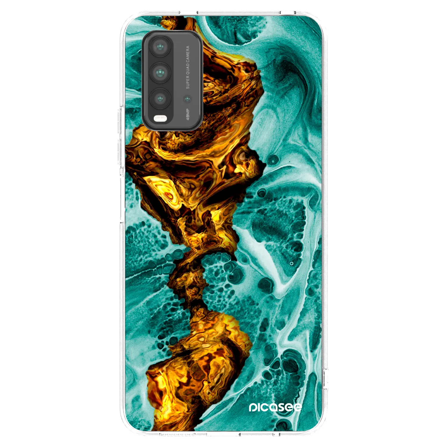Picasee Xiaomi Redmi 9T Hülle - Schwarzes Silikon - Goldsky