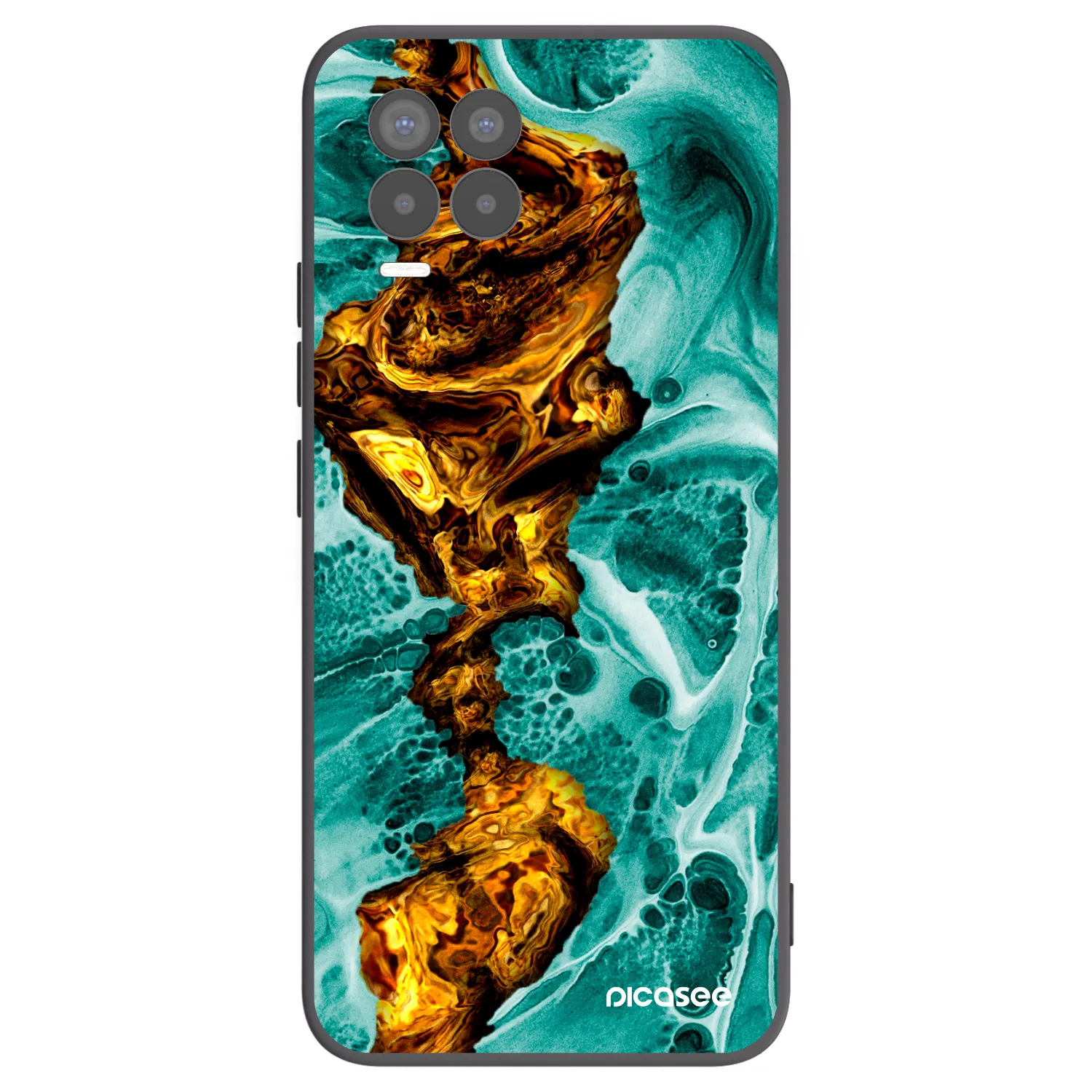 Picasee Realme 8 4G Hülle - Schwarzes Silikon - Goldsky