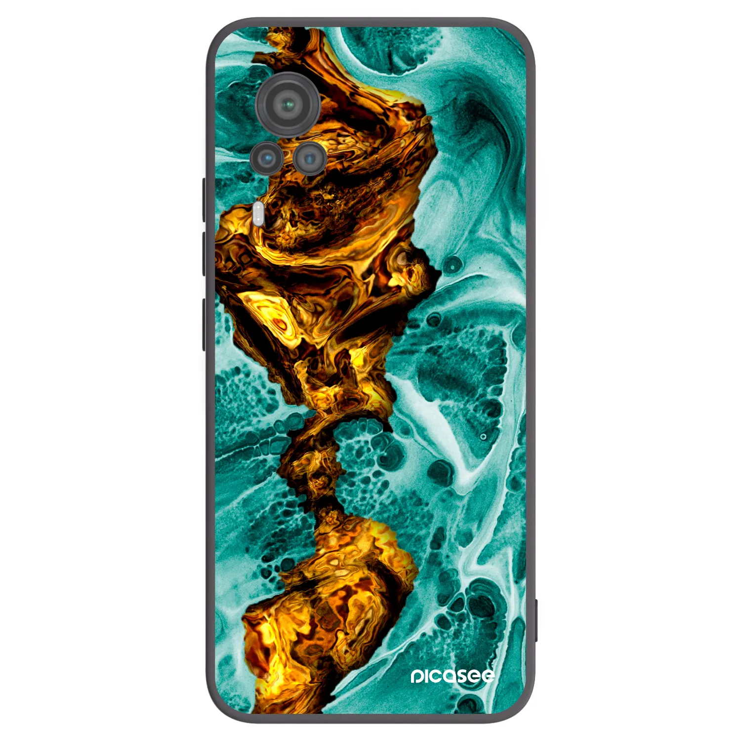 Picasee Vivo X60 Pro 5G Hülle - Schwarzes Silikon - Goldsky