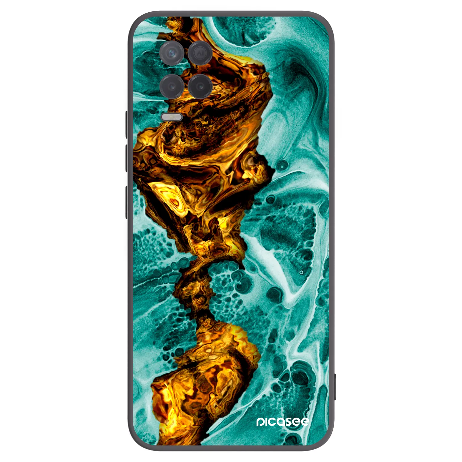 Picasee Realme 8 5G Hülle - Schwarzes Silikon - Goldsky
