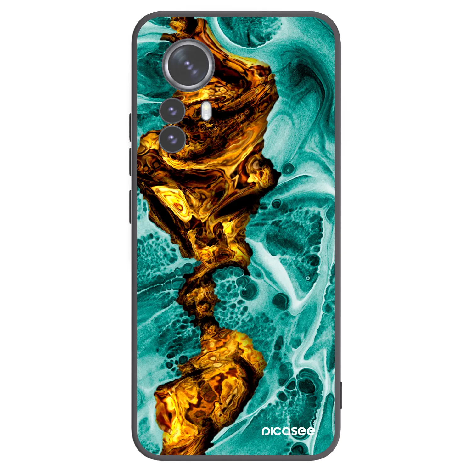 Picasee Xiaomi 12 Pro Hülle - Schwarzes Silikon - Goldsky
