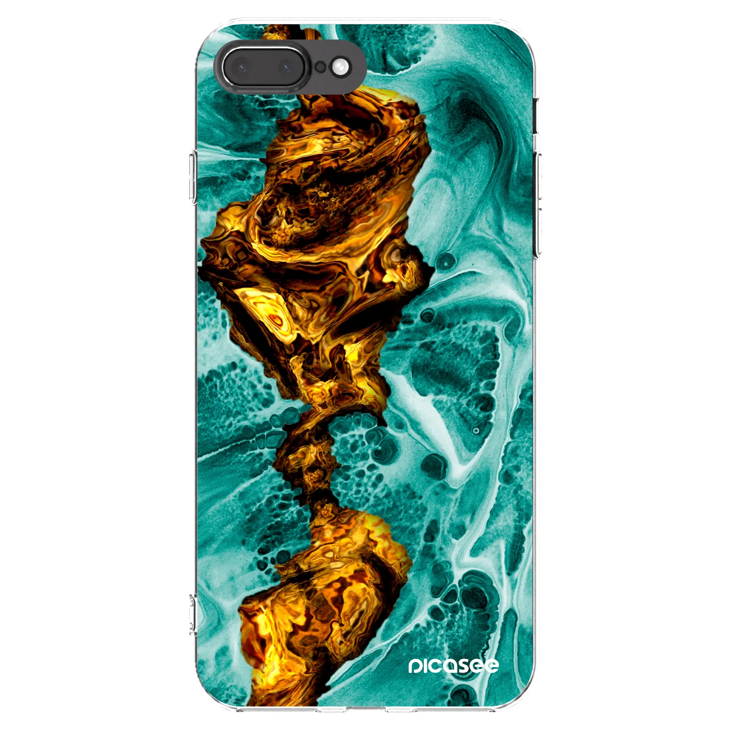 Picasee Apple iPhone 8 Plus Hülle - Transparentes Silikon - Goldsky
